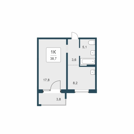 . Вариант № 9874273, 0, площадь - 38.7 квм, цена 5100000 рублей
