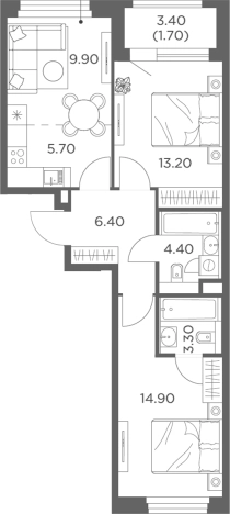 Купить трехкомнатную квартиру в ЖК Белый Град в Мытищах. Вариант № 206340, 0, площадь -  квм, цена 12952853 рублей