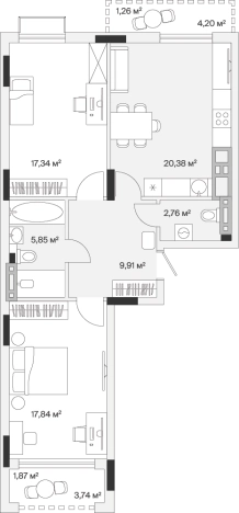 Купить квартиру в новостройках на улице Весенняя в Калининграде. Вариант № 100826, 0, площадь -  квм, цена 20686962 рублей