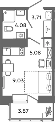 Купить Студию у метро Проспект Ветеранов в Ленинградской области. Вариант № 6632062, 0, площадь -  квм, цена 3641262 рублей