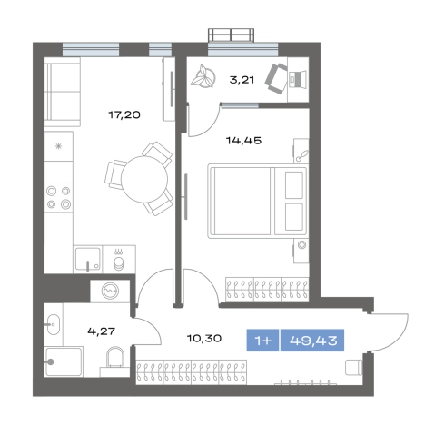 Купить однокомнатную квартиру в новостройках в Тобольске. Вариант № 91723, 0, площадь -  квм, цена 6350000 рублей