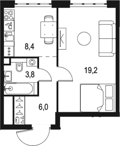 Купить однокомнатную квартиру в районе Печатники в Москве. Вариант № 122431, 0, площадь -  квм, цена 14380295 рублей