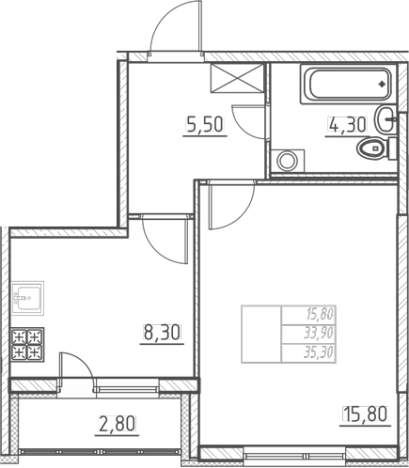 Купить однокомнатную квартиру в ЖК Огоньки в Всеволожске. Вариант № 7254778, 0, площадь -  квм, цена 4980000 рублей