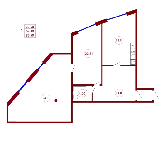 Купить однокомнатную квартиру в ЖК ЖД на ул. Дзержинского в Воронеже. Вариант № 85505, 0, площадь -  квм, цена 13400000 рублей