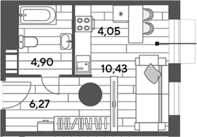 . Вариант № 111049, 0, площадь - 25.65 квм, цена 5069466 рублей