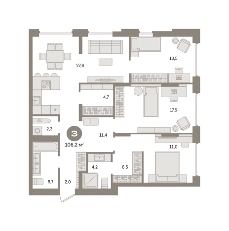Купить трехкомнатную квартиру у метро Домодедовская в Видном. Вариант № 8587071, 0, площадь -  квм, цена 17450000 рублей
