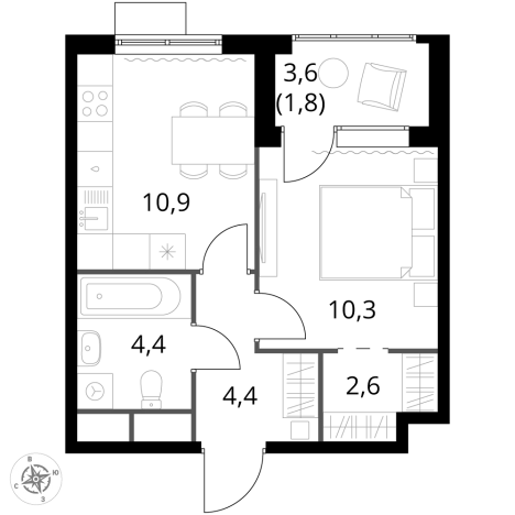 Купить однокомнатную квартиру в новостройках в Микрорайоне Клязьма-Старбеево, Химки в Химках. Вариант № 136997, 0, площадь -  квм, цена 8569040 рублей
