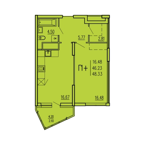 Купить однокомнатную квартиру в ЖК Жилой комплекс "Акварель" в Пензе. Вариант № 119942, 0, площадь -  квм, цена 4596183 рублей