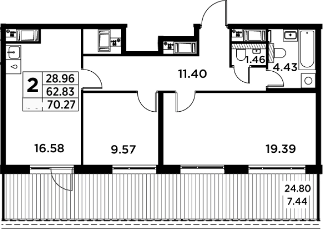 . Вариант № 70177, 0, площадь - 64.86 квм, цена 23299999 рублей