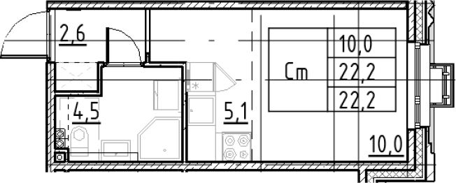 Купить Студию у метро Купчино в Санкт-Петербурге. Вариант № 9328531, 0, площадь -  квм, цена 5577017 рублей