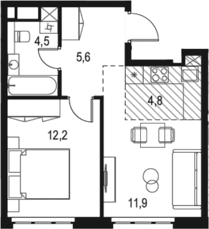 Купить двухкомнатную квартиру в ЮВАО в Москве. Вариант № 105095, 0, площадь -  квм, цена 11880830 рублей