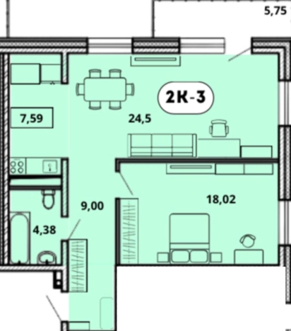 . Вариант № 132071, 0, площадь - 66.4 квм, цена 10026400 рублей