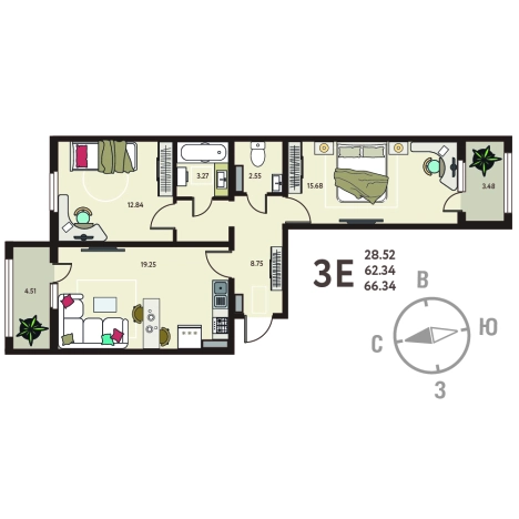 Купить двухкомнатную квартиру на улице Гвардейский переулок в Воронеже. Вариант № 7806106, 0, площадь -  квм, цена 6998870 рублей