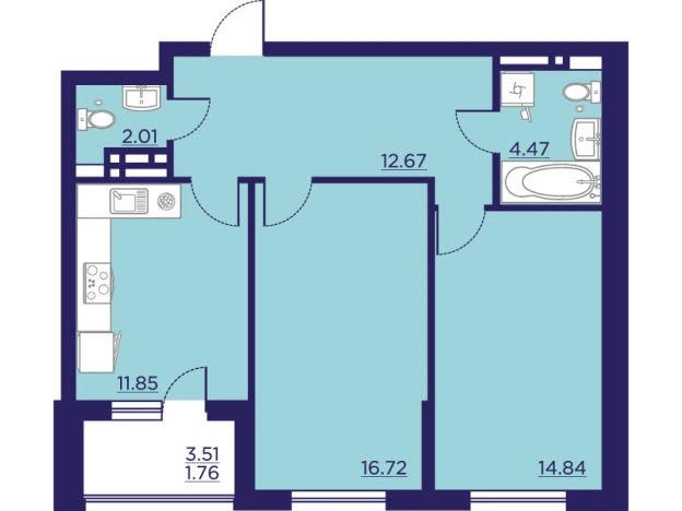 Купить двухкомнатную квартиру в ЖК Городские Сады в Воронеже. Вариант № 102922, 0, площадь -  квм, цена 9795936 рублей