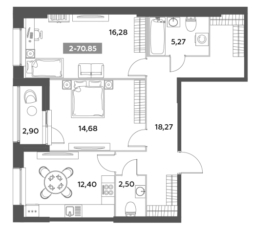 Купить двухкомнатную квартиру в новостройках у метро Звёздная в Санкт-Петербурге. Вариант № 6217279, 0, площадь -  квм, цена 22611465 рублей
