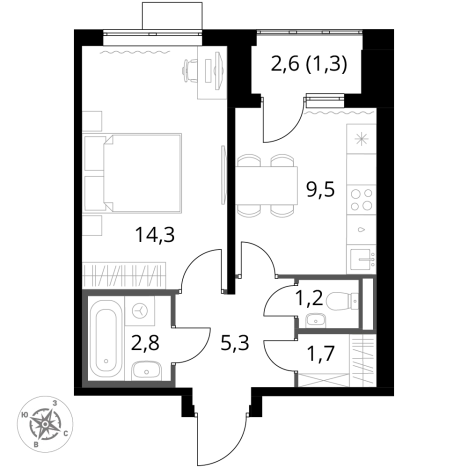 . Вариант № 9905729, 0, площадь - 36.1 квм, цена 12317320 рублей