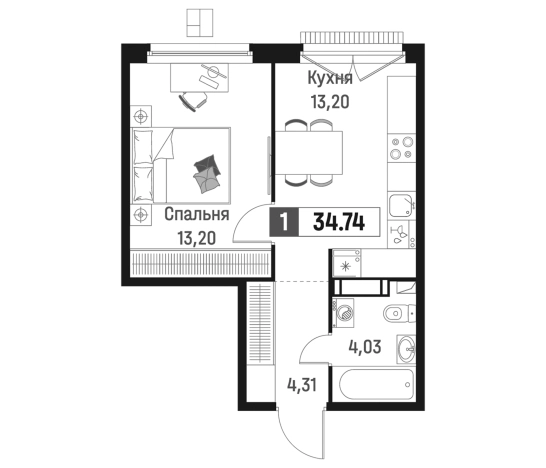 Купить однокомнатную квартиру в ЖК Максималист в Мурине. Вариант № 6867918, 0, площадь -  квм, цена 6716680 рублей