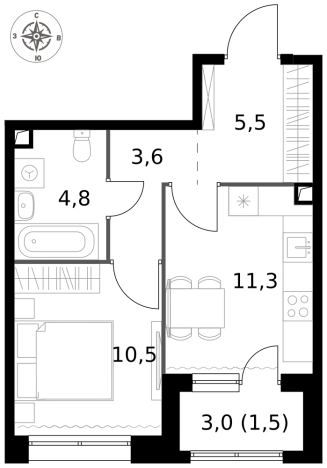 Купить однокомнатную квартиру в новостройках у метро Саларьево в Москве. Вариант № 9693032, 0, площадь -  квм, цена 16844160 рублей