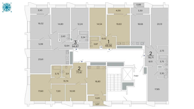 Купить квартиру в новостройках в ЖК "Вега" в Рязани. Вариант № 77641, 2, площадь -  квм, цена 13383808 рублей