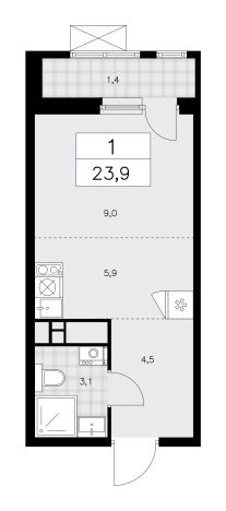 . Вариант № 93800, 0, площадь - 23.9 квм, цена 10298510 рублей