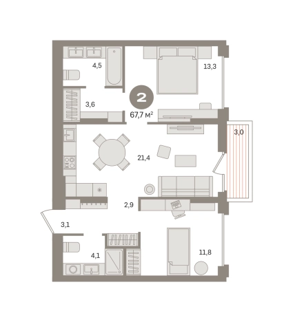 Купить двухкомнатную квартиру в ЖК Первый квартал. Вторая очередь в Московской области. Вариант № 8615617, 0, площадь -  квм, цена 11770000 рублей