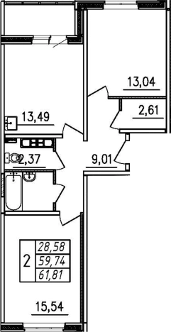Купить двухкомнатную квартиру на улице Школьная в Санкт-Петербурге. Вариант № 6887810, 0, площадь -  квм, цена 10693130 рублей
