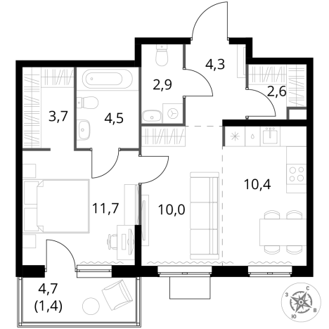 Купить двухкомнатную квартиру у метро Щелковская в Москве. Вариант № 3574133, 0, площадь -  квм, цена 24225600 рублей