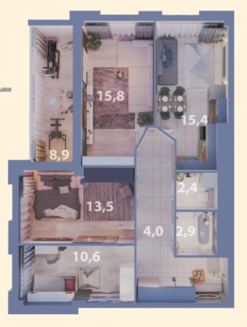 Купить трехкомнатную квартиру на улице Молодёжная в Республике Татарстан (татарстан). Вариант № 140110, 1, площадь -  квм, цена 14389588 рублей