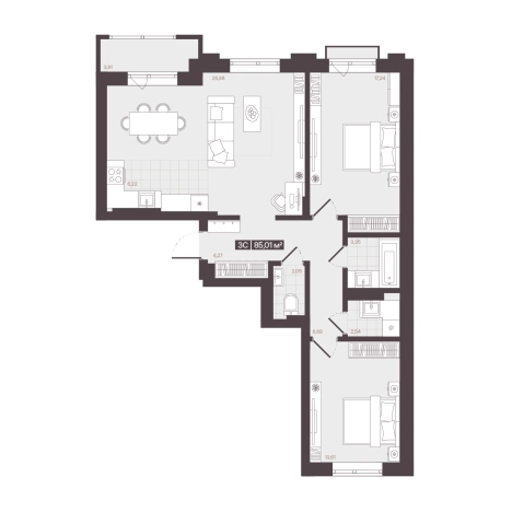 Купить квартиру в новостройках в Кемерове. Вариант № 170707, 0, площадь -  квм, цена 12587091 рублей