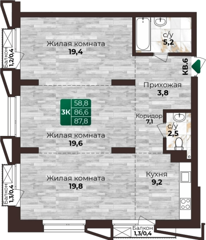 Купить квартиру в новостройках в ЖК Шервуд в Барнауле. Вариант № 1615532, 0, площадь -  квм, цена 10800000 рублей