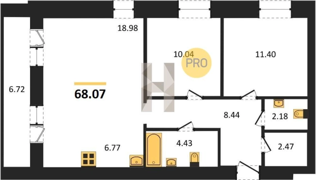 Купить двухкомнатную квартиру на улице Металлургов в Ижевске. Вариант № 73795, 0, площадь -  квм, цена 6609597 рублей