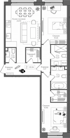 . Вариант № 3567658, 0, площадь - 85.56 квм, цена 34881289 рублей