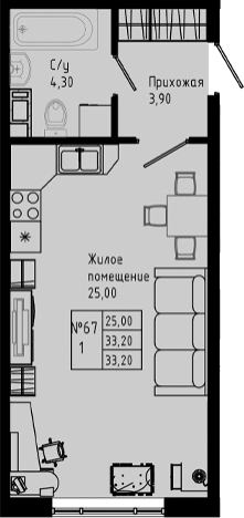 Купить Студию на улице Железнодорожная в Коммунаре. Вариант № 8472734, 0, площадь -  квм, цена 3718400 рублей