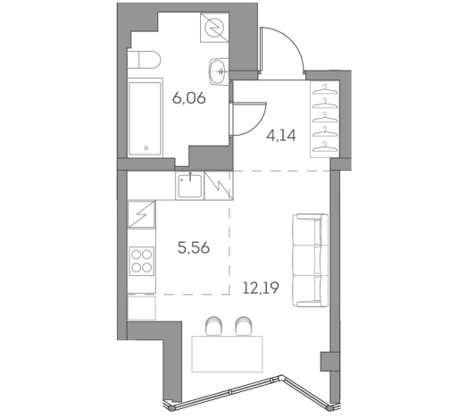 . Вариант № 842164, 0, площадь - 27.95 квм, цена 15071226 рублей
