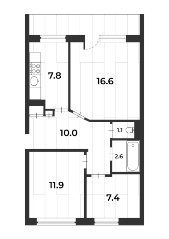 Купить трехкомнатную квартиру в Амурской области. Вариант № 213502, 0, площадь -  квм, цена 2500000 рублей