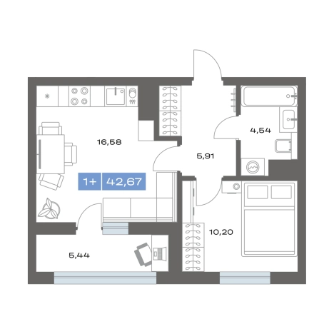 Купить однокомнатную квартиру в новостройках в Тобольске. Вариант № 102766, 0, площадь -  квм, цена 5200000 рублей