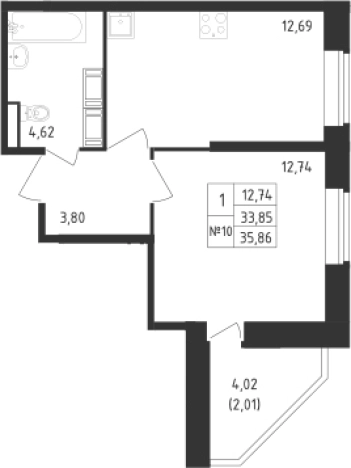 Купить однокомнатную квартиру у метро Рыбацкое в Санкт-Петербурге. Вариант № 6631147, 0, площадь -  квм, цена 9574332 рублей