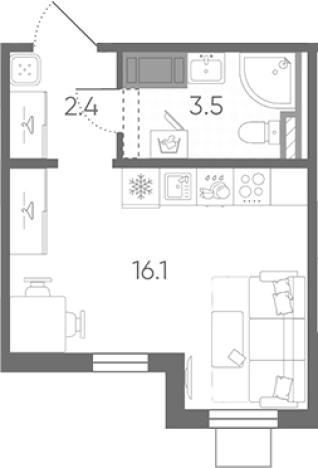 Купить Студию в новостройках в ЖК Цветной город в Санкт-Петербурге. Вариант № 8092901, 0, площадь -  квм, цена 3906584 рублей