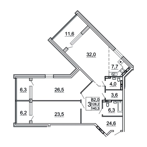 Купить трехкомнатную квартиру на улице Лесная в Владивостоке. Вариант № 9416787, 0, площадь -  квм, цена 22433836 рублей
