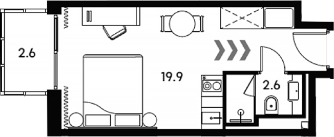 . Вариант № 202359, 0, площадь - 22.5 квм, цена 9215515 рублей