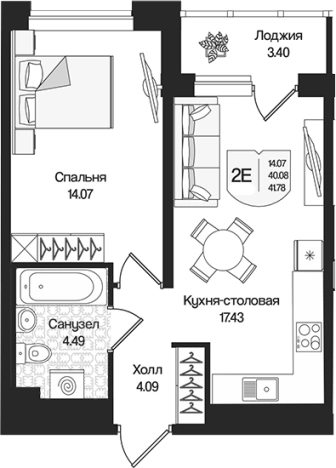 Купить двухкомнатную квартиру в ЖК Охтинские высоты в Ленинградской области. Вариант № 9314112, 0, площадь -  квм, цена 9401185 рублей