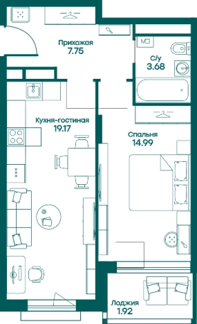Купить двухкомнатную квартиру в Одинцове. Вариант № 78210, 0, площадь -  квм, цена 9005147 рублей