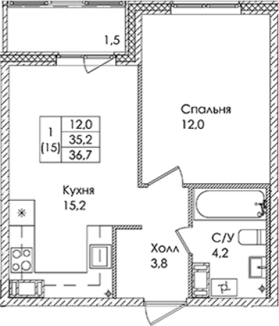 Купить однокомнатную квартиру в ЖК Ермак в Ленинградской области. Вариант № 6609949, 0, площадь -  квм, цена 5183000 рублей
