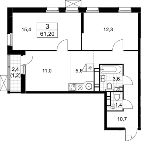 Купить трехкомнатную квартиру у метро Потапово в Москве. Вариант № 93787, 0, площадь -  квм, цена 16055208 рублей