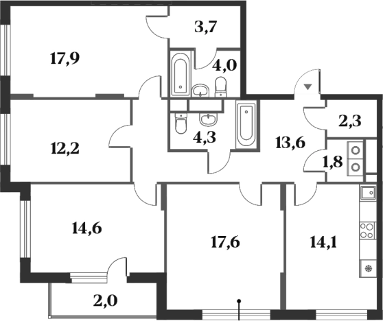 Купить четырехкомнатную квартиру в Химках. Вариант № 142750, 0, площадь -  квм, цена 26257063 рублей