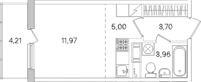 . Вариант № 8488601, 0, площадь - 24.63 квм, цена 4320102 рублей