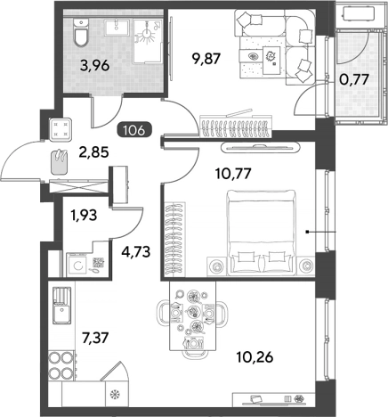 Купить трехкомнатную квартиру в Калуге. Вариант № 121835, 0, площадь -  квм, цена 6977949 рублей
