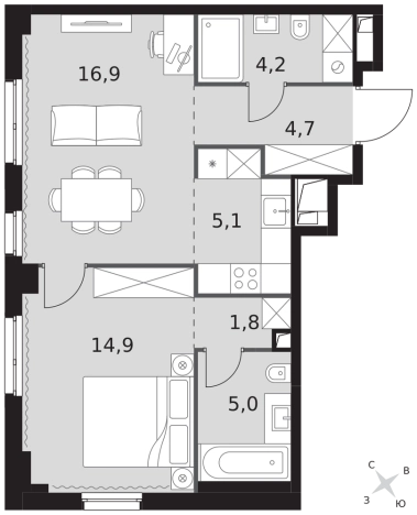 Купить двухкомнатную квартиру у метро Хорошево в Москве. Вариант № 9506780, 0, площадь -  квм, цена 40154840 рублей
