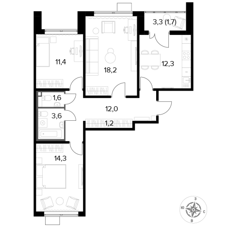 Купить квартиру в ЖК 1-й Лермонтовский в Люберцах. Вариант № 9876911, 0, площадь -  квм, цена 22081220 рублей