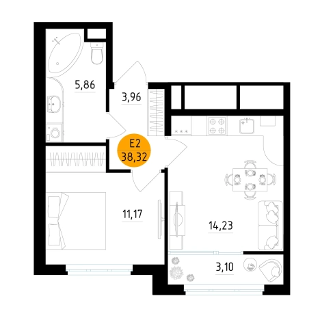 Купить однокомнатную квартиру в районе Железнодорожный в Рязани. Вариант № 154138, 0, площадь -  квм, цена 5287010 рублей
